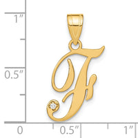 14KY Script Letter F Initial Pendant with Diamond-YC252F
