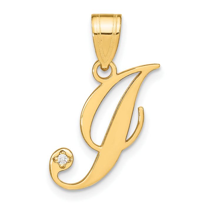 14KY Script Letter I Initial Pendant with Diamond-YC252I