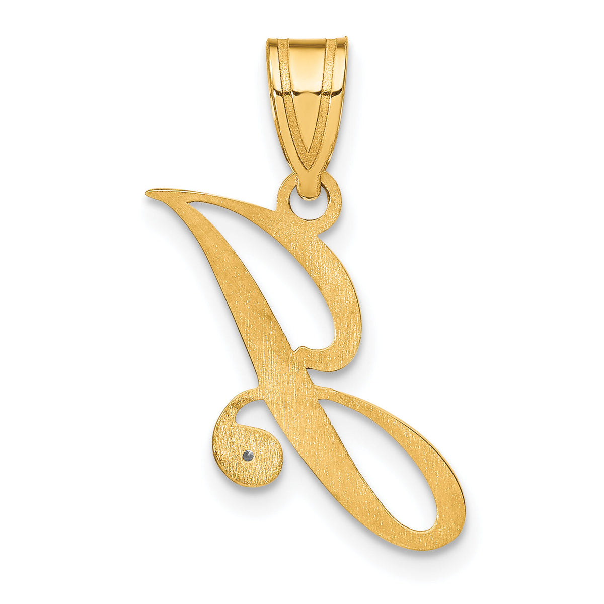 14KY Diamond Script Letter J Initial Pendant-YC252J
