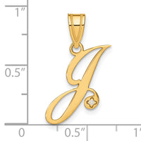 14KY Diamond Script Letter J Initial Pendant-YC252J