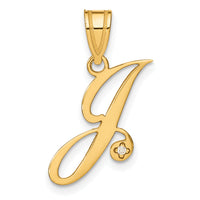 14KY Diamond Script Letter J Initial Pendant-YC252J