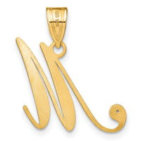 14KY Script Letter M Initial Pendant with Diamond-YC252M