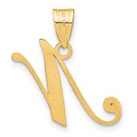 14KY Script Letter N Initial Pendant with Diamond-YC252N