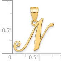 14KY Script Letter N Initial Pendant with Diamond-YC252N