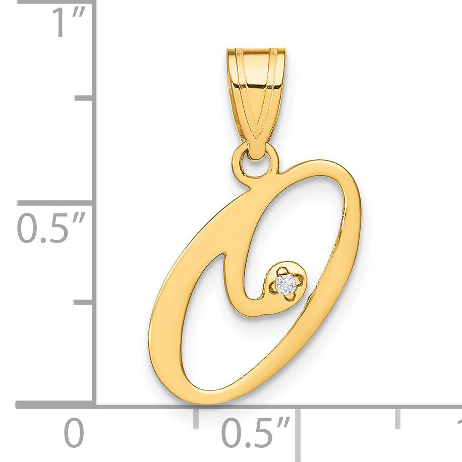 14KY Script Letter O Initial Pendant with Diamond-YC252O