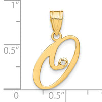 14KY Script Letter O Initial Pendant with Diamond-YC252O