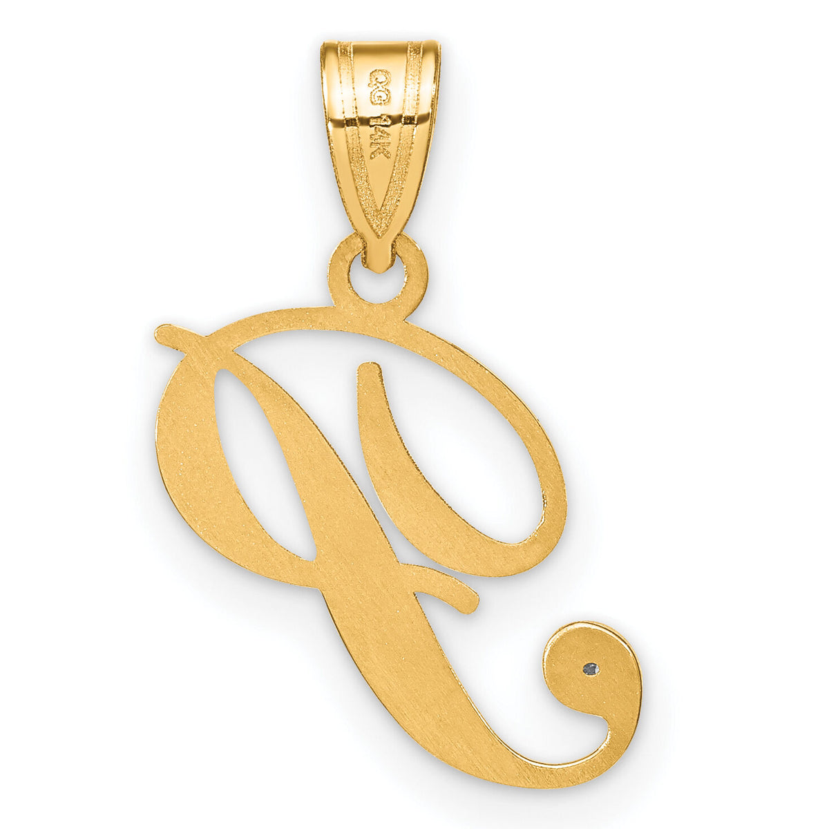 14KY Script Letter P Initial Pendant with Diamond-YC252P