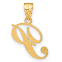 14KY Script Letter P Initial Pendant with Diamond-YC252P