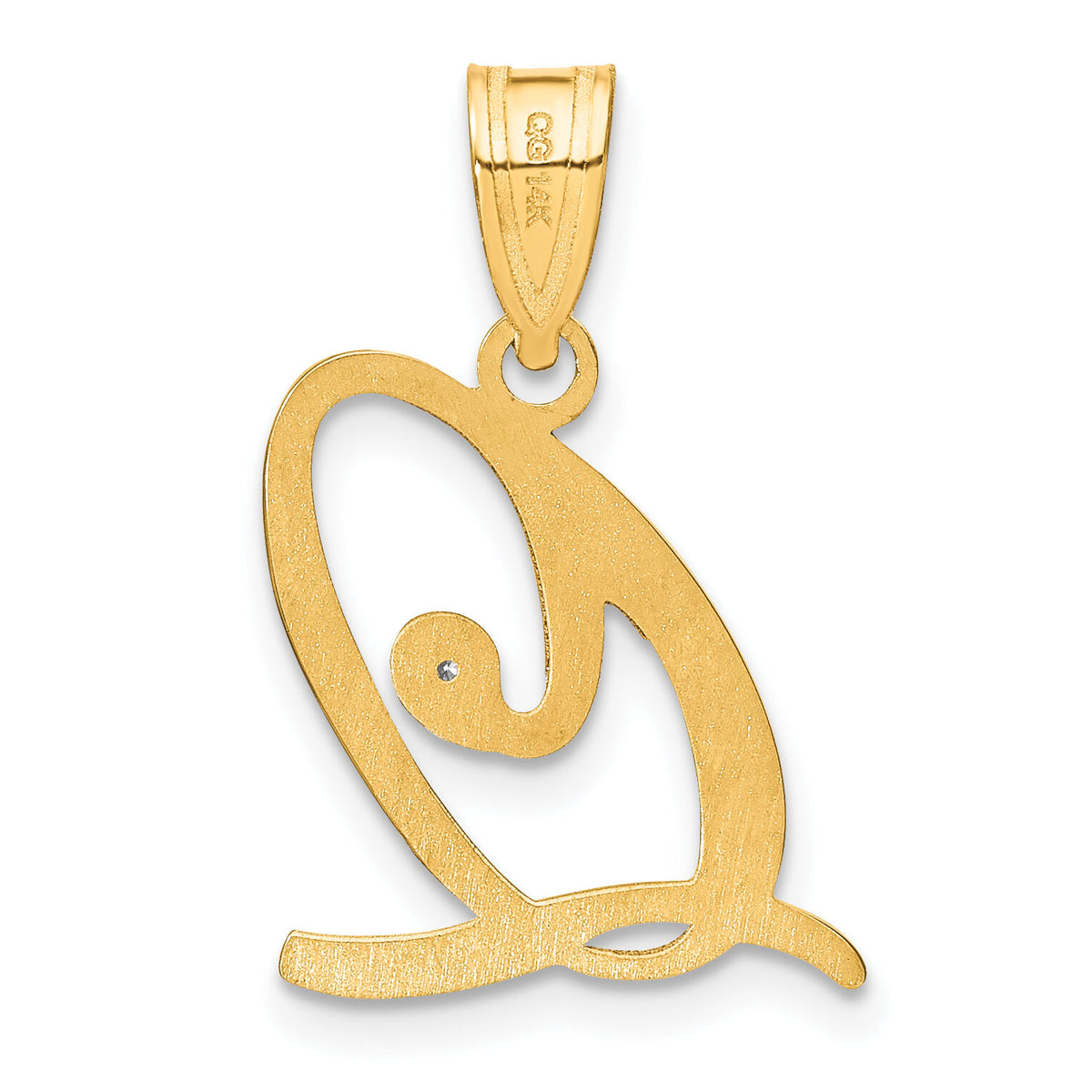 14KY Script Letter Q Initial Pendant with Diamond-YC252Q
