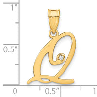 14KY Script Letter Q Initial Pendant with Diamond-YC252Q