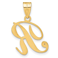 14KY Script Letter R Initial Pendant with Diamond-YC252R