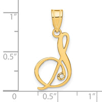 14KY Script Letter S Initial Pendant with Diamond-YC252S