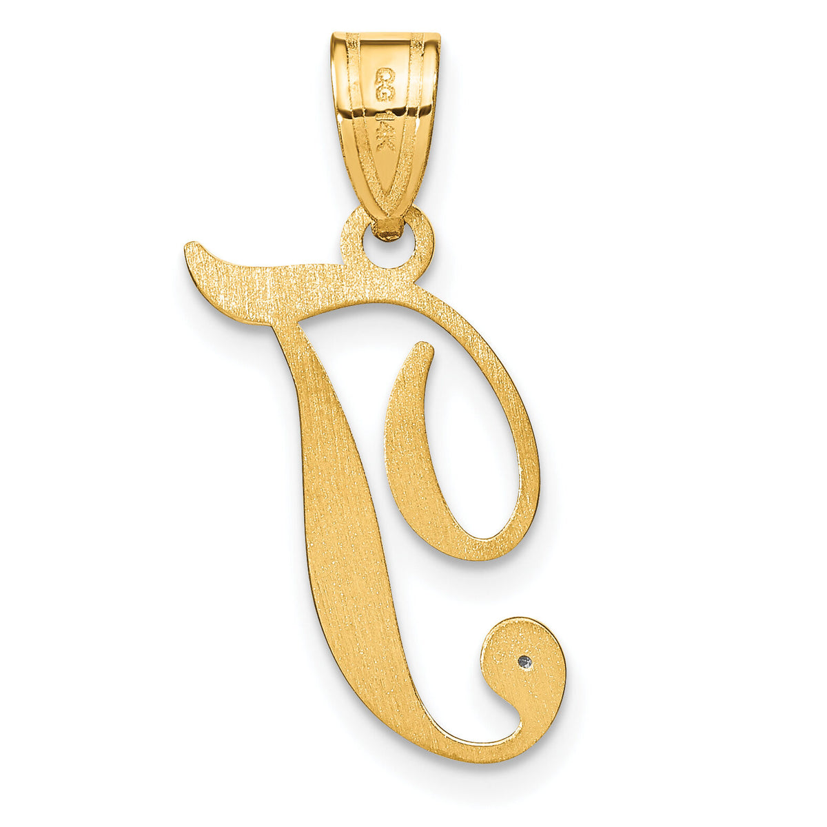 14KY Script Letter T Initial Pendant with Diamond-YC252T