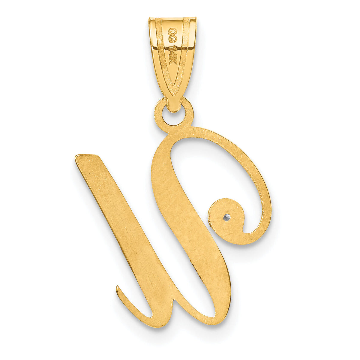14KY Script Letter U Initial Pendant with Diamond-YC252U