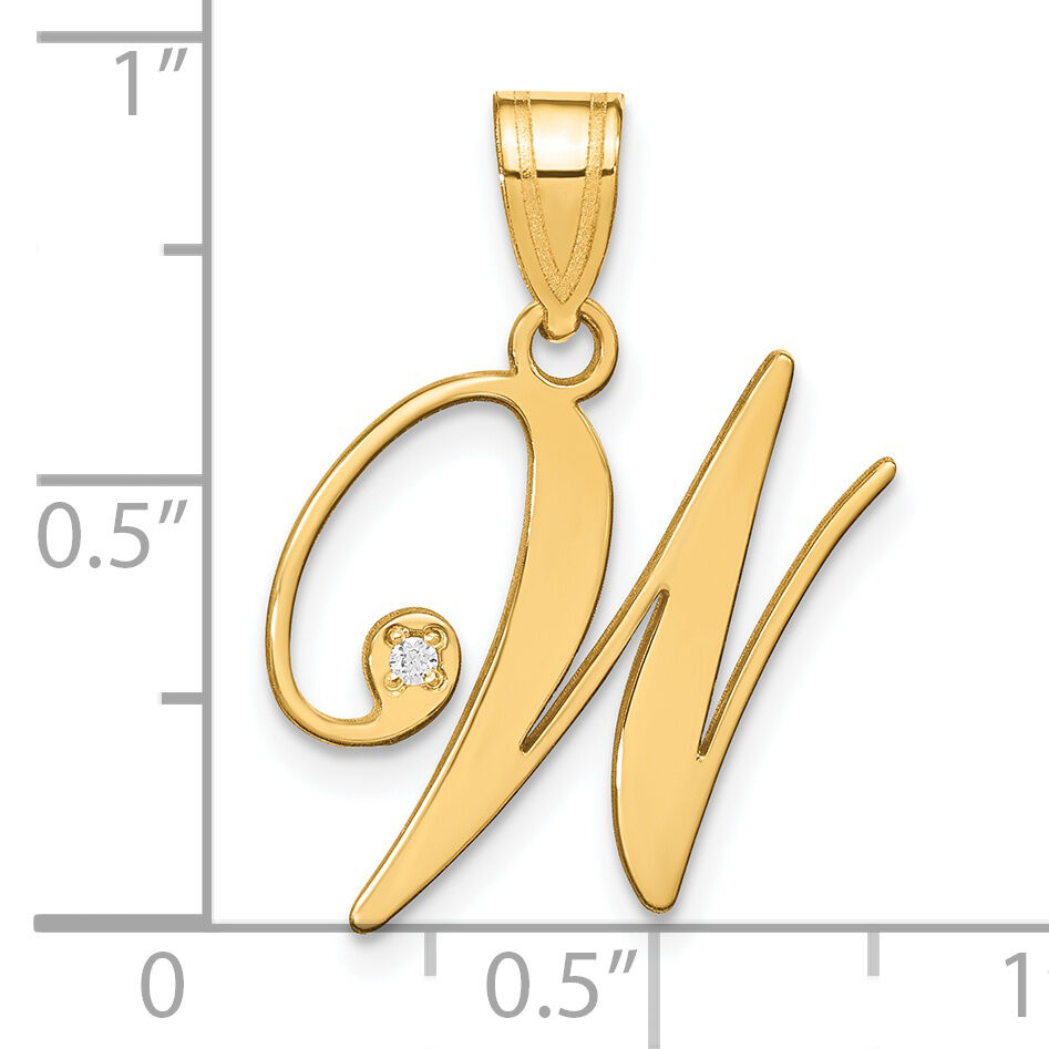 14KY Script Letter W Initial Pendant with Diamond-YC252W