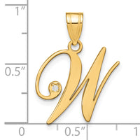 14KY Script Letter W Initial Pendant with Diamond-YC252W