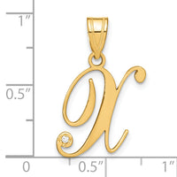 14KY Script Letter X Initial Pendant with Diamond-YC252X