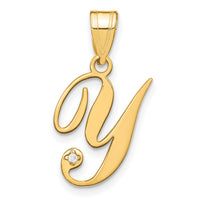 14KY Script Letter Y Initial Pendant with Diamond-YC252Y