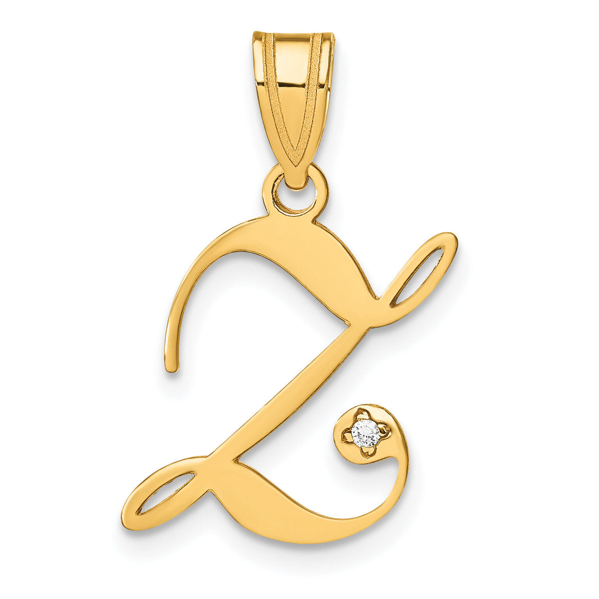14KY Script Letter Z Initial Pendant with Diamond-YC252Z
