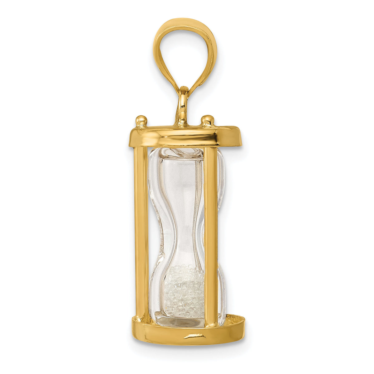 14k Polished 3-D Plastic Hourglass w/ Beads Charm-YC253