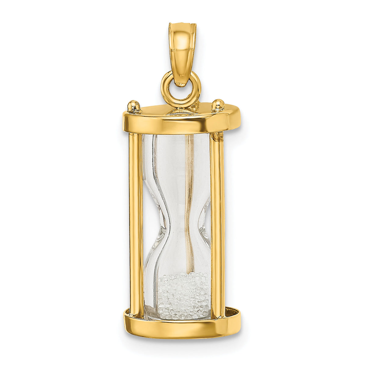 14k Polished 3-D Plastic Hourglass w/ Beads Charm-YC253