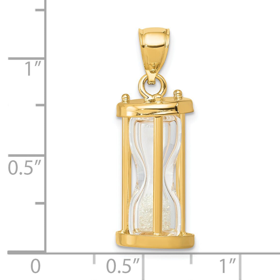 14k Polished 3-D Plastic Hourglass w/ Beads Charm-YC253
