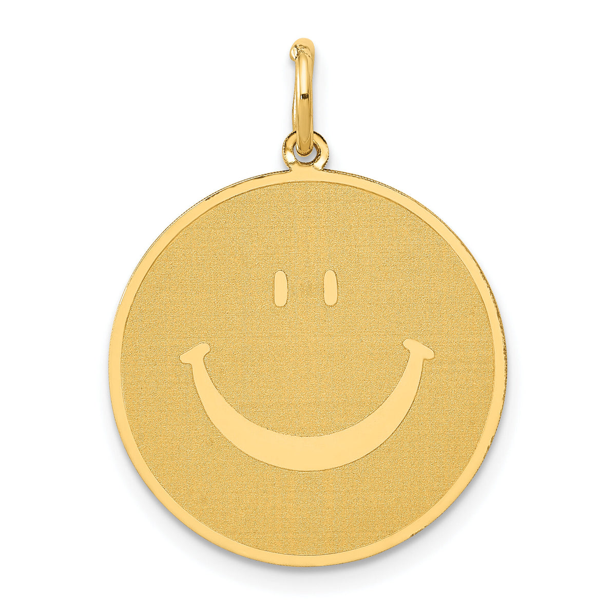14k Solid Polished Smiley Face Pendant-YC285