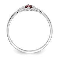 14K White Gold Garnet Birthstone Heart Ring-YC412