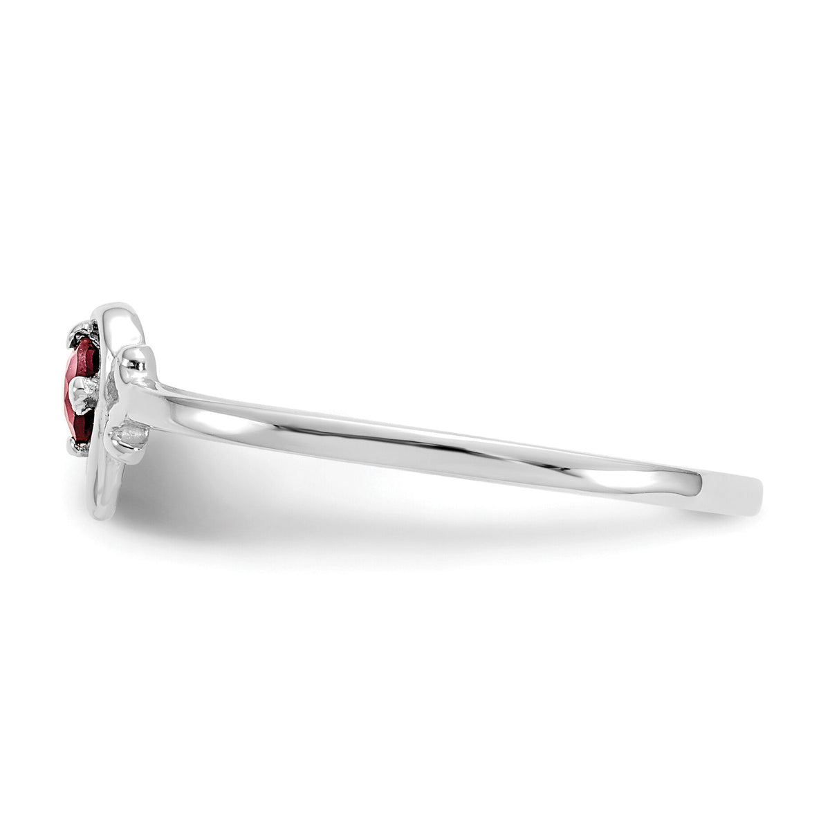 14K White Gold Garnet Birthstone Heart Ring-YC412