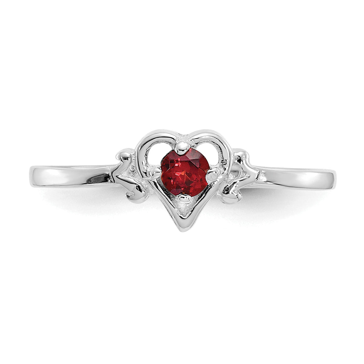 14K White Gold Garnet Birthstone Heart Ring-YC412