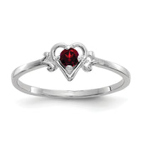 14K White Gold Garnet Birthstone Heart Ring-YC412