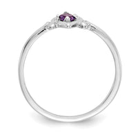 14K White Gold Amethyst Birthstone Heart Ring-YC413