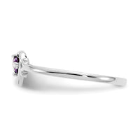 14K White Gold Amethyst Birthstone Heart Ring-YC413