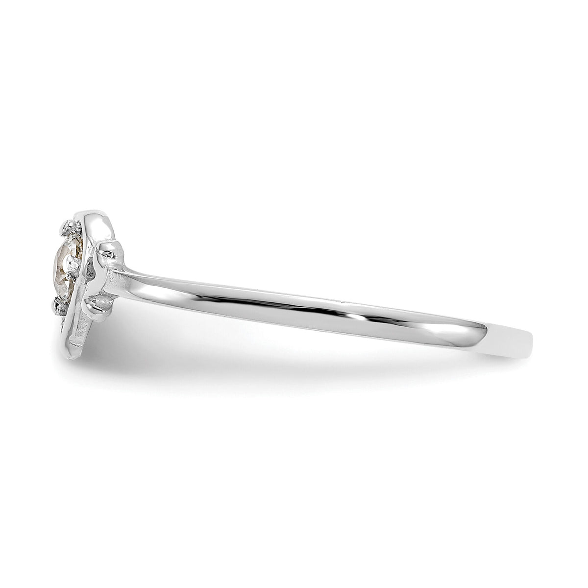 14K White Gold Aquamarine Birthstone Heart Ring-YC414