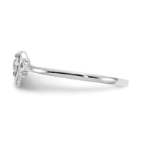 14K White Gold Aquamarine Birthstone Heart Ring-YC414