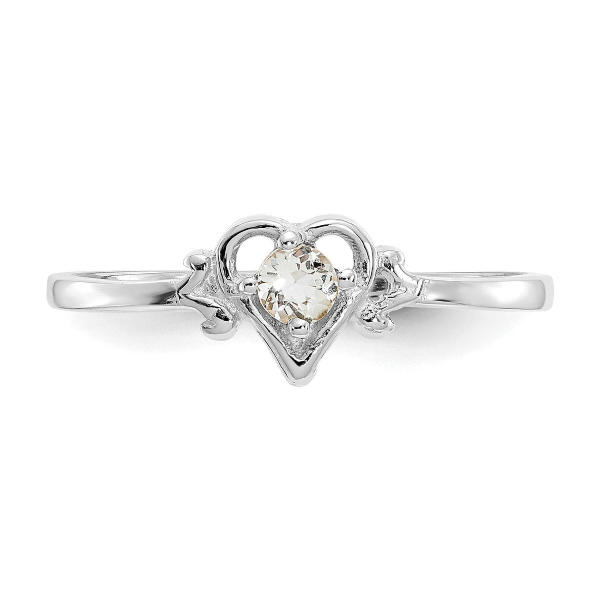 14K White Gold Aquamarine Birthstone Heart Ring-YC414