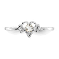 14K White Gold Aquamarine Birthstone Heart Ring-YC414