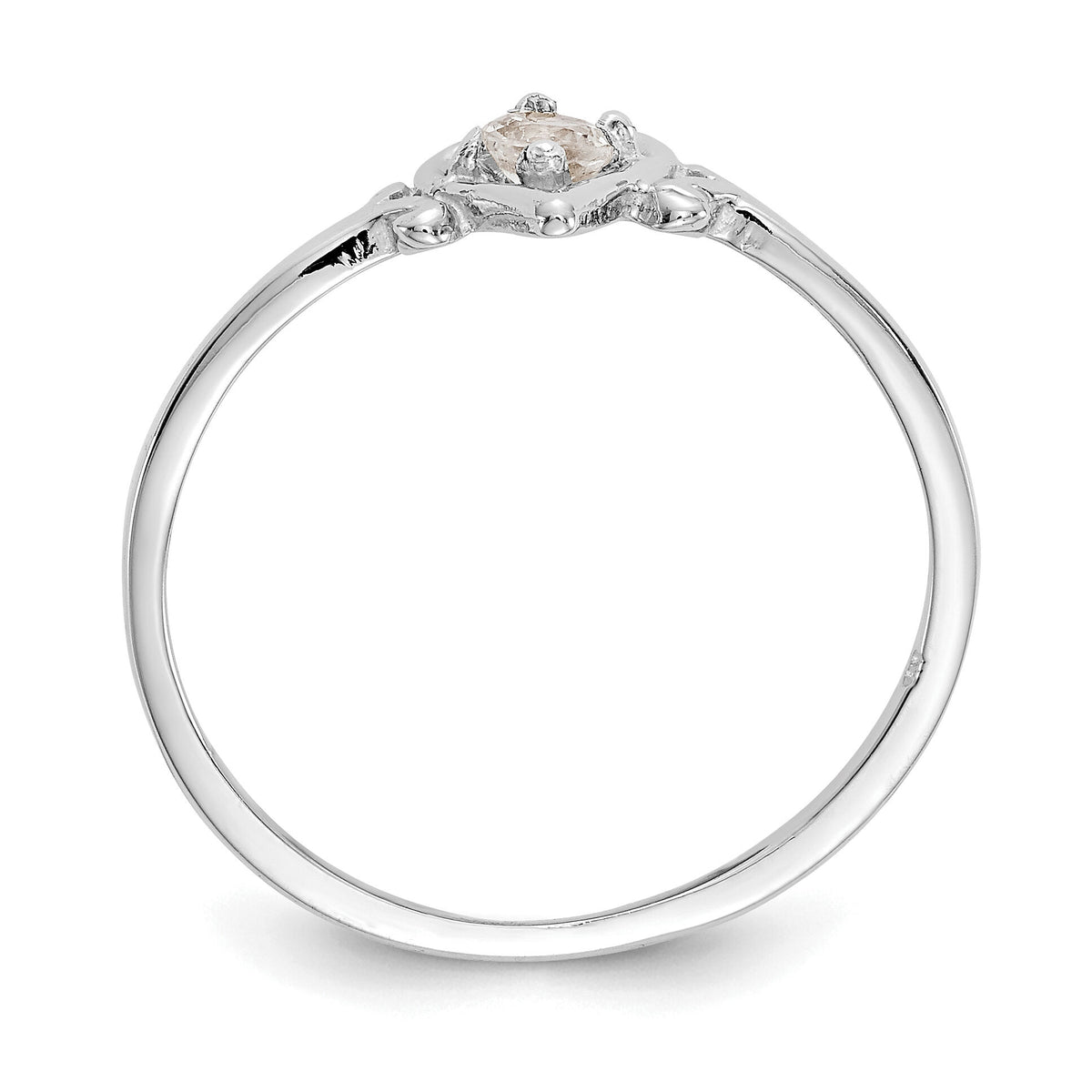 14K White Gold White Topaz Birthstone Heart Ring-YC415