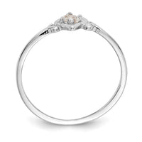 14K White Gold White Topaz Birthstone Heart Ring-YC415
