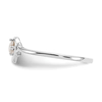 14K White Gold White Topaz Birthstone Heart Ring-YC415