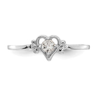 14K White Gold White Topaz Birthstone Heart Ring-YC415