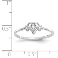 14K White Gold White Topaz Birthstone Heart Ring-YC415