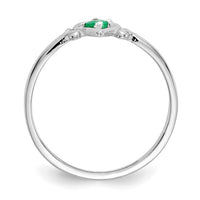 14K White Gold Emerald Birthstone Heart Ring-YC416