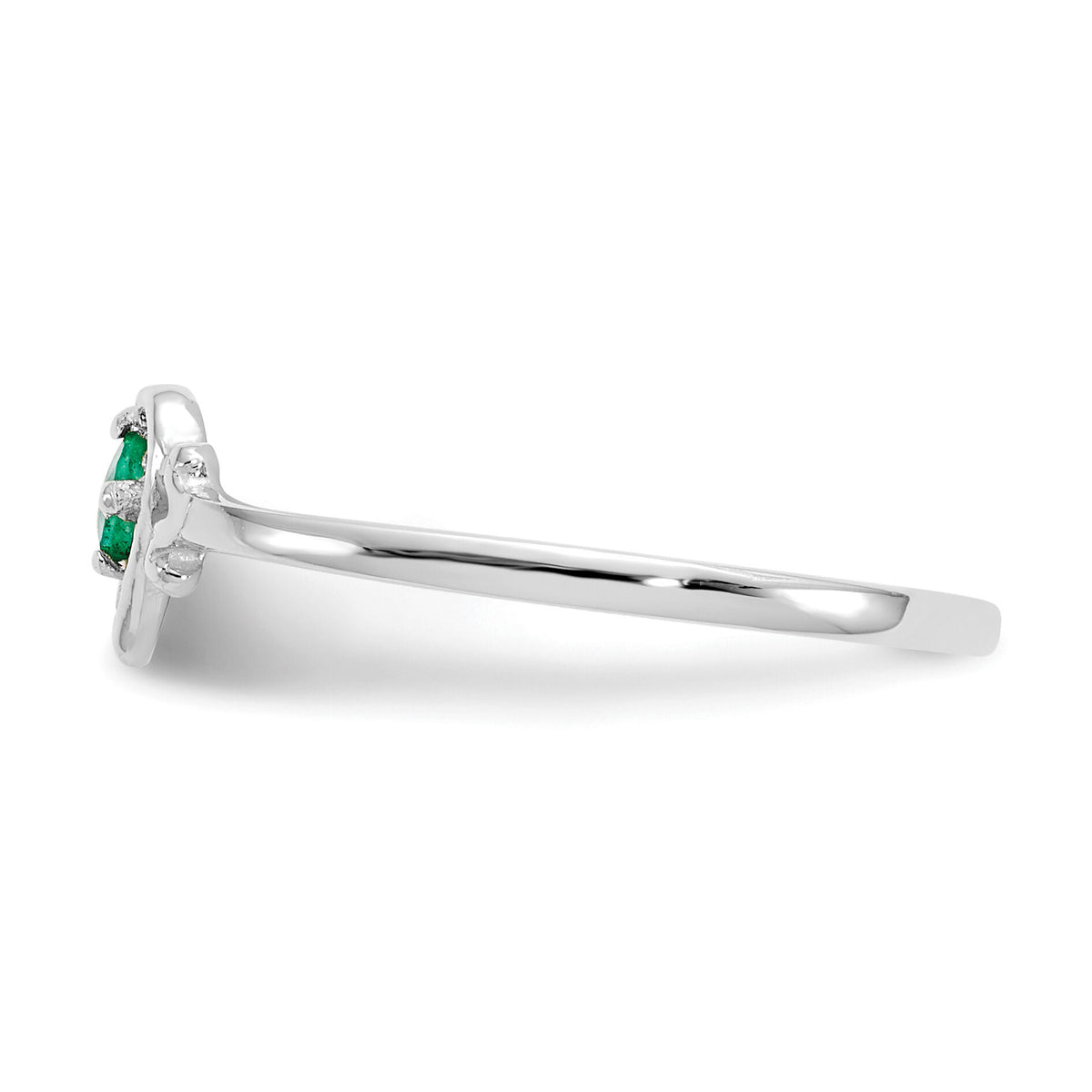 14K White Gold Emerald Birthstone Heart Ring-YC416
