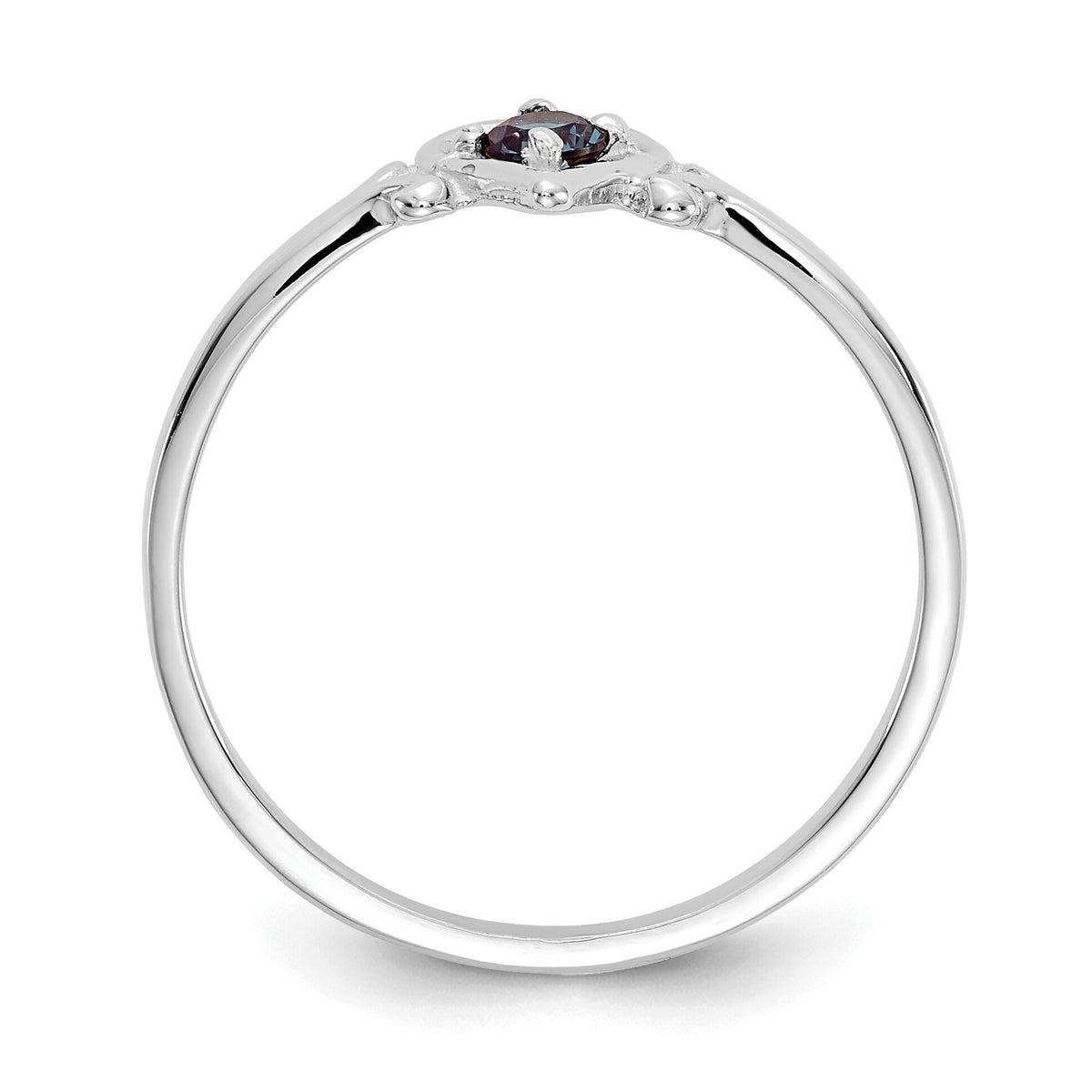 14K White Gold Synthetic Alexandrite Birthstone Heart Ring-YC417
