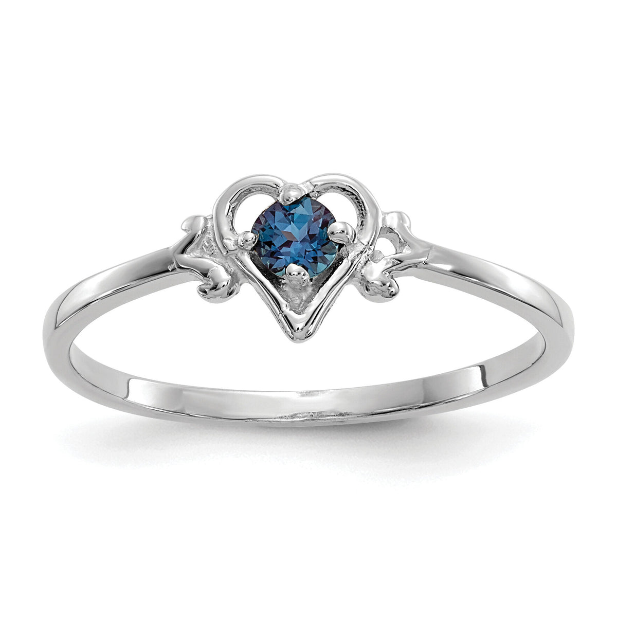 14K White Gold Synthetic Alexandrite Birthstone Heart Ring-YC417