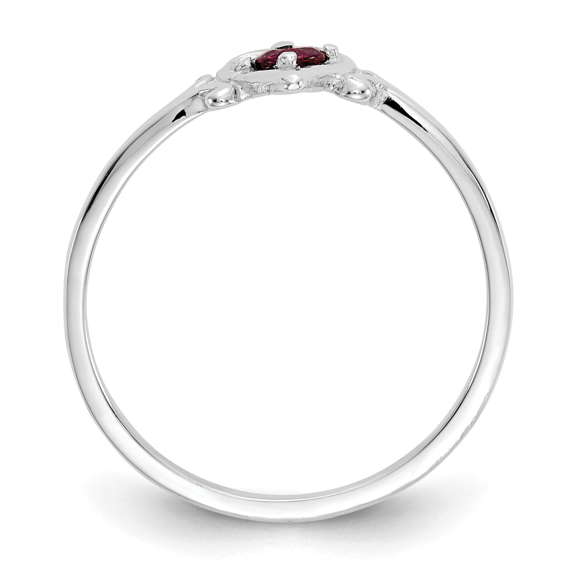 14K White Gold Ruby Birthstone Heart Ring-YC418