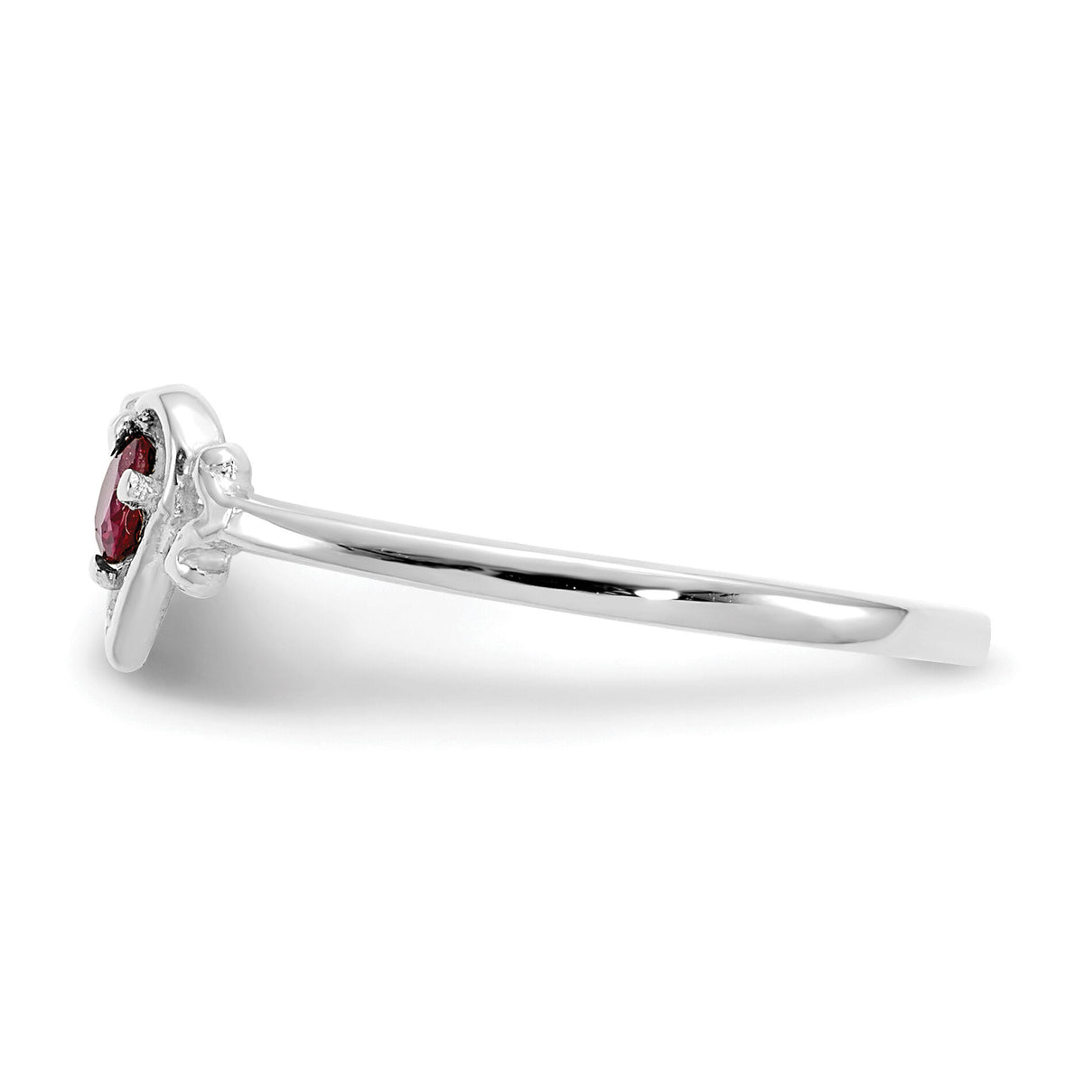 14K White Gold Ruby Birthstone Heart Ring-YC418