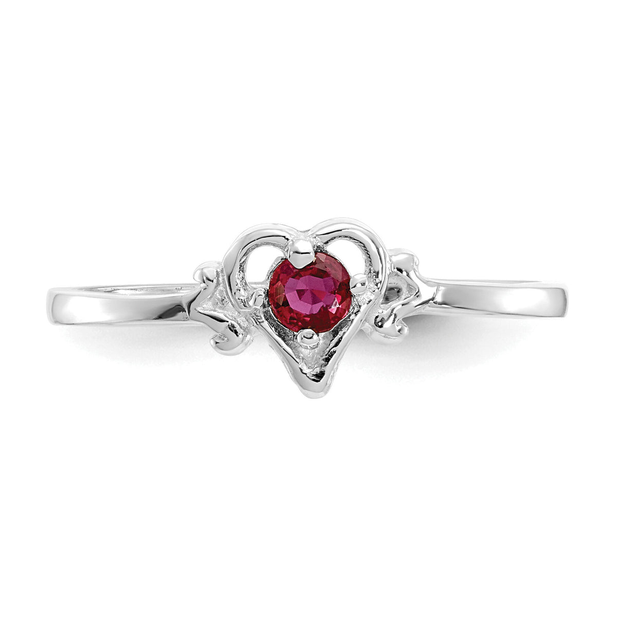 14K White Gold Ruby Birthstone Heart Ring-YC418