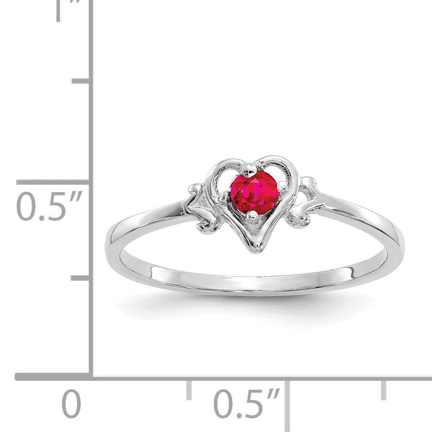 14K White Gold Ruby Birthstone Heart Ring-YC418